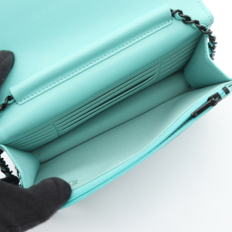 香奈兒 (CHANEL) 絎縫鏈條斜挎包,羊皮材質,藍色,二手,女士款-2