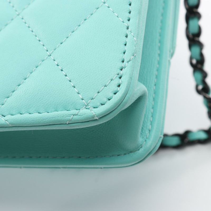 香奈兒 (CHANEL) 絎縫鏈條斜挎包,羊皮材質,藍色,二手,女士款-6