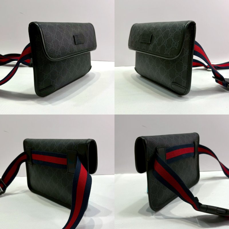 GUCCI Supreme黑花小型帆布胸腰包-2