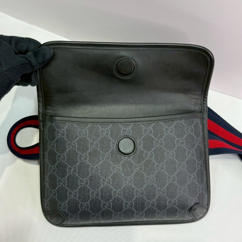 GUCCI Supreme黑花小型帆布胸腰包-3