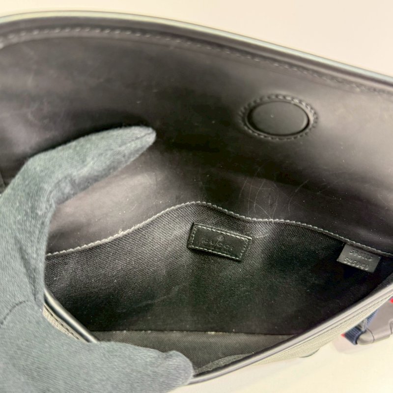 GUCCI Supreme黑花小型帆布胸腰包-4