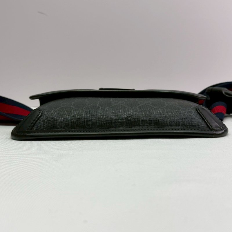 GUCCI Supreme黑花小型帆布胸腰包-7