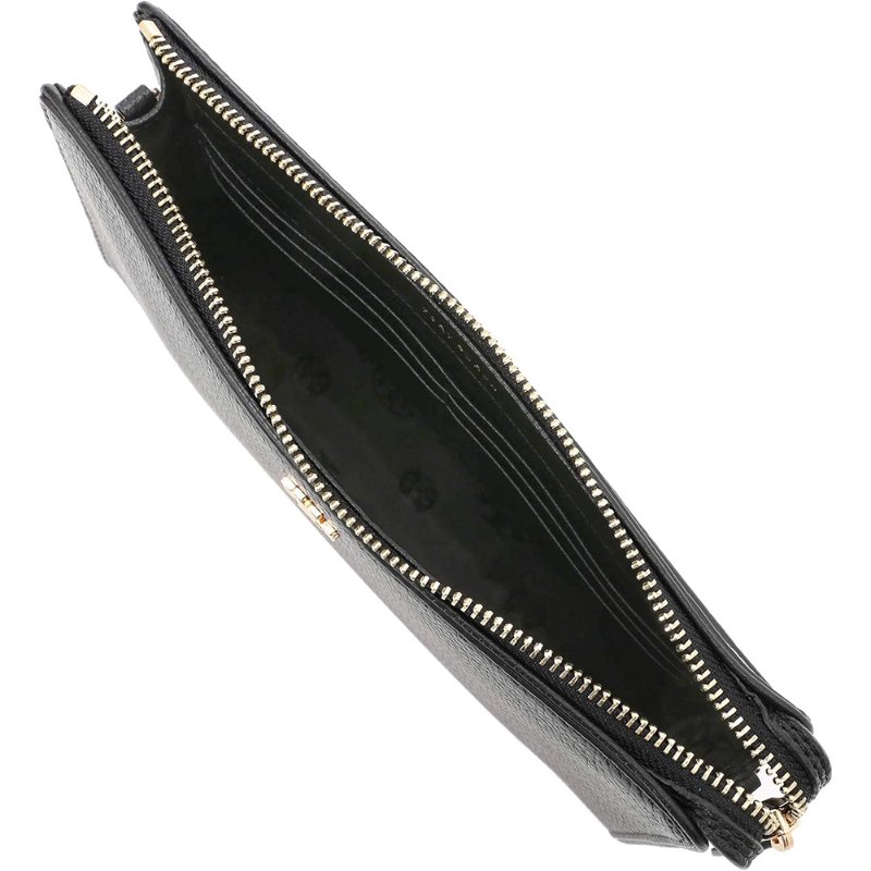 快速出貨！【TORY BURCH】雙T-LOGO皮革拉鍊斜背包-黑色-1