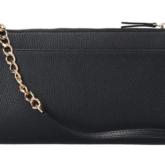 快速出貨！【TORY BURCH】雙T-LOGO皮革拉鍊斜背包-黑色-4