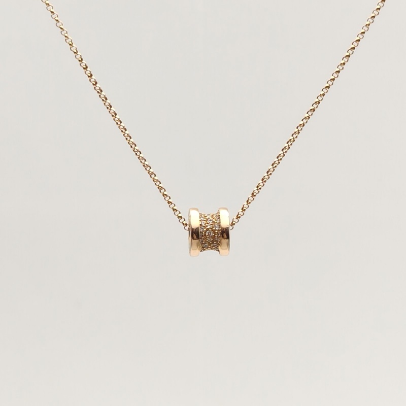 BVLGARI B.ZERO1小蠻腰項鏈滿鑽18K玫瑰金/鑽石項鏈-1