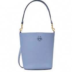 快速出貨!【TORY BURCH】雙T-LOGO素面皮革水桶包-天空藍-0