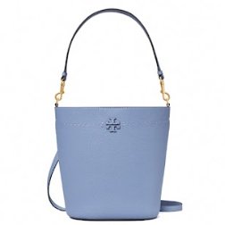 快速出貨!【TORY BURCH】雙T-LOGO素面皮革水桶包-天空藍-1