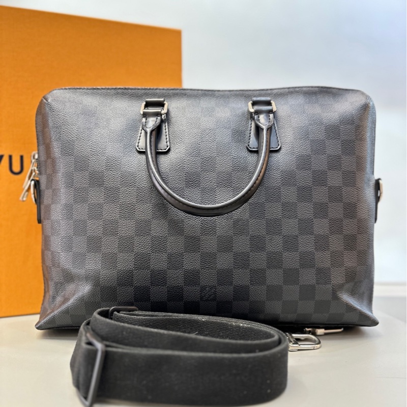 LV路易威登 棋盤格公文包/長 37 x 寬 6 x 高 26 c附件:肩帶-1