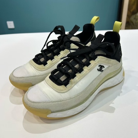 CHANEL 香奈兒 皮革 厚底系帶 黑白熊貓 低幫  休閒鞋 運動鞋 女款 尺寸38.5