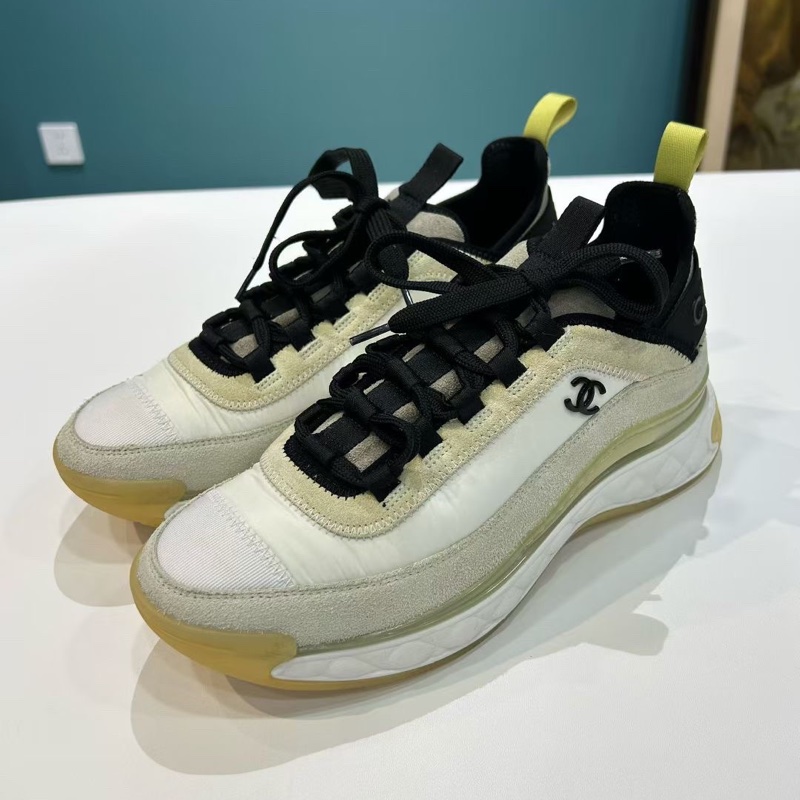 CHANEL 香奈兒 皮革 厚底系帶 黑白熊貓 低幫 休閒鞋 運動鞋 女款 尺寸38.5-0