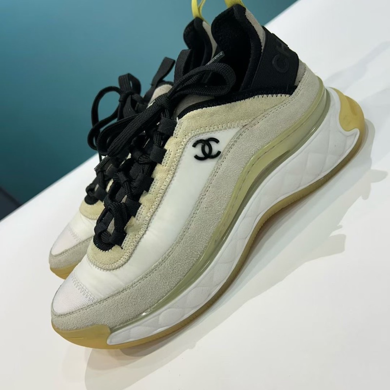 CHANEL 香奈兒 皮革 厚底系帶 黑白熊貓 低幫 休閒鞋 運動鞋 女款 尺寸38.5-4