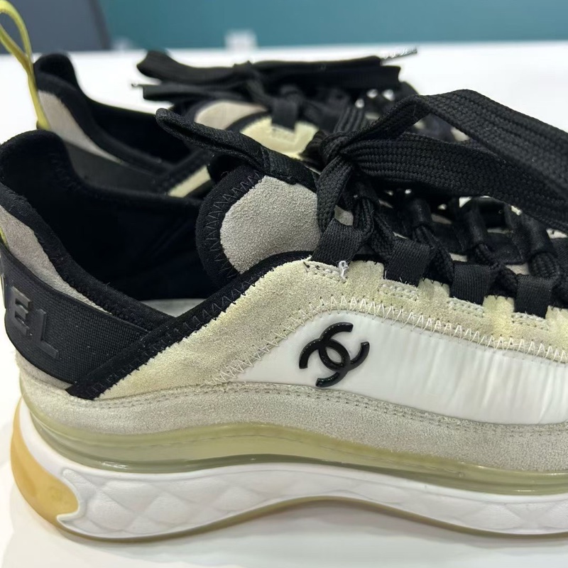 CHANEL 香奈兒 皮革 厚底系帶 黑白熊貓 低幫 休閒鞋 運動鞋 女款 尺寸38.5-5