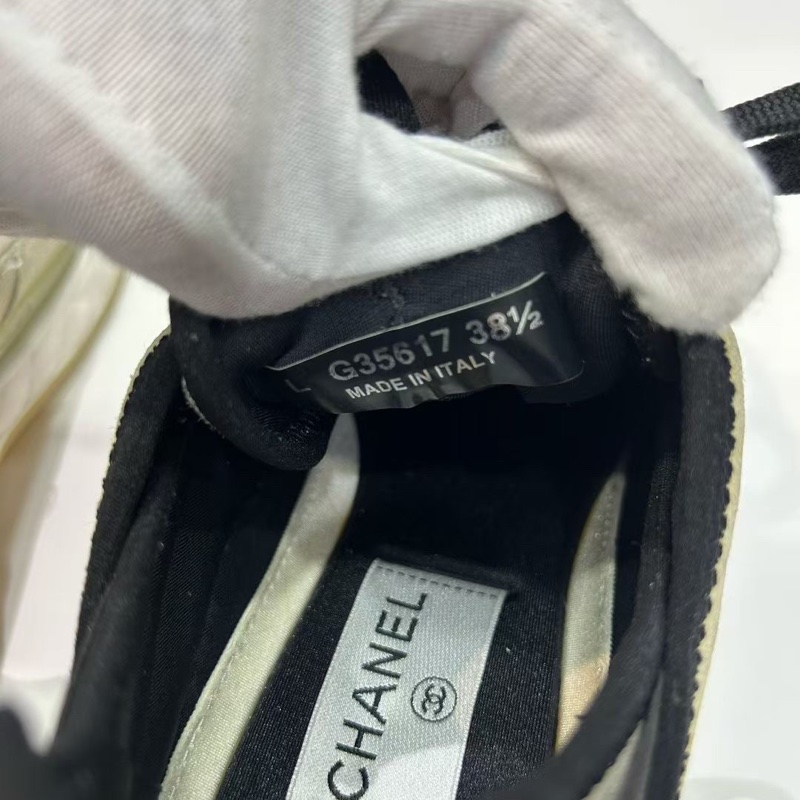 CHANEL 香奈兒 皮革 厚底系帶 黑白熊貓 低幫 休閒鞋 運動鞋 女款 尺寸38.5-7