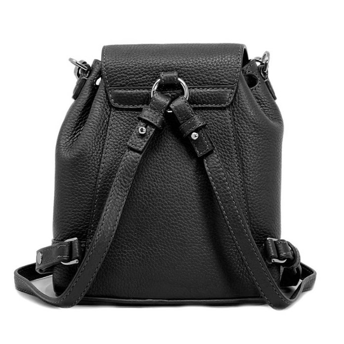 快速出貨!【TORY BURCH】素面皮革翻蓋後背包-黑色-2