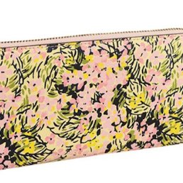 快速出貨!【TORY BURCH】BURCH】花卉皮革拉鏈長夾-粉色-4