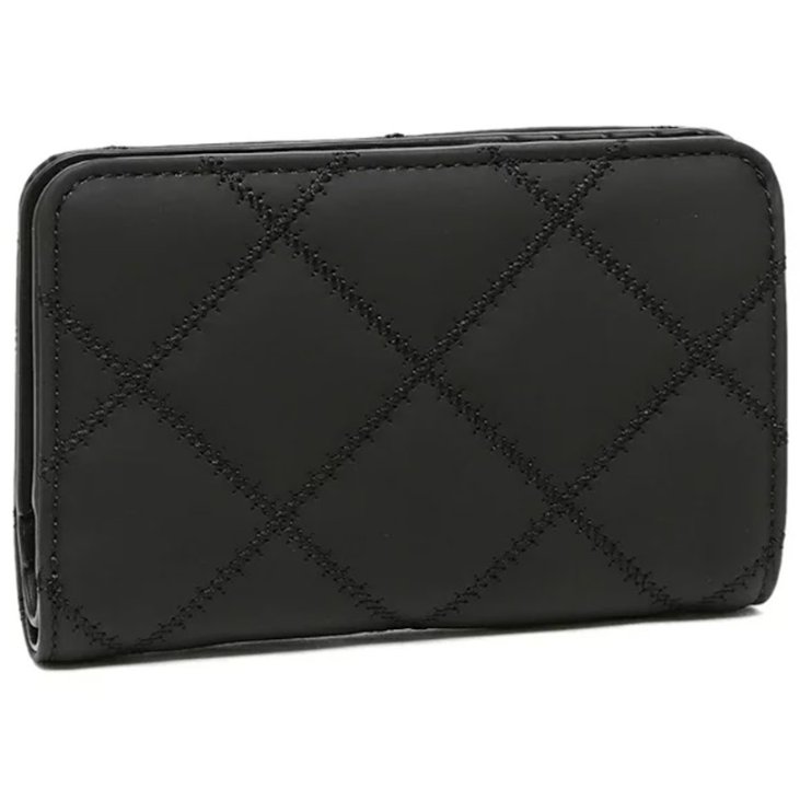 快速出貨！【TORY BURCH】BURCH】BURCH】菱格紋皮革短夾-霧黑色-2