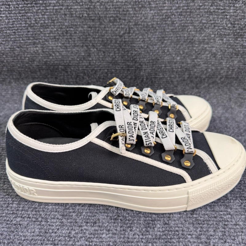 99新 Dior迪奧 Walk'n'Dior黑白拼色帆布鞋】37碼 女款 低幫 。-0