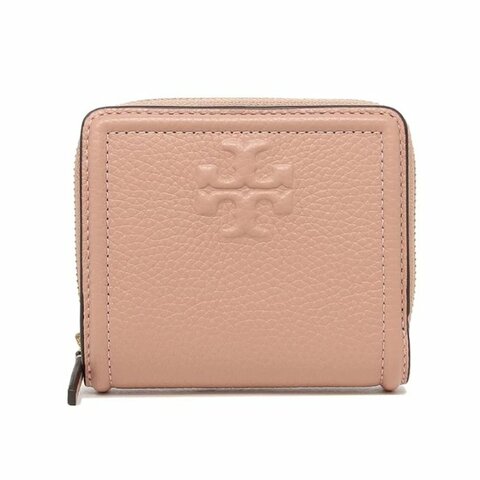 快速出貨！【TORY BURCH】BURCH】BURCH】素面皮革短夾-粉紅色