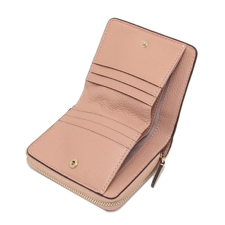 快速出貨！【TORY BURCH】BURCH】BURCH】素面皮革短夾-粉紅色-3