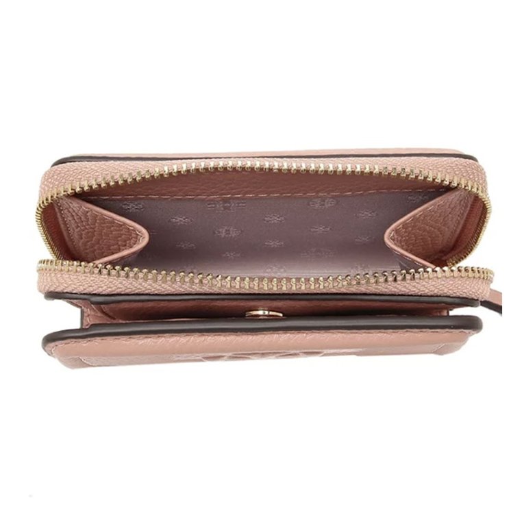 快速出貨！【TORY BURCH】BURCH】BURCH】素面皮革短夾-粉紅色-4