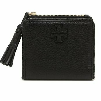 快速出貨！【TORY BURCH】BURCH】BURCH】素面皮革流蘇短夾-黑色