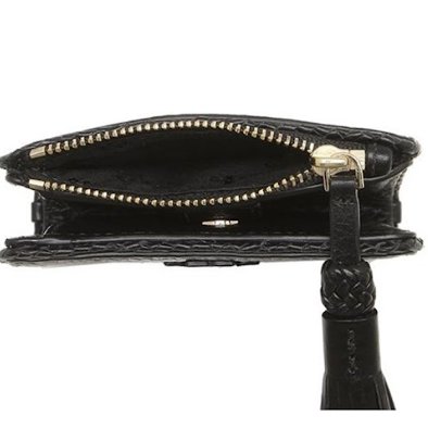 快速出貨!【TORY BURCH】BURCH】BURCH】素面皮革流蘇短夾-黑色-1