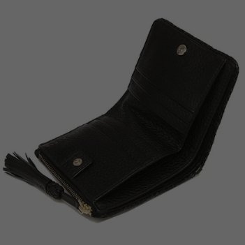 快速出貨!【TORY BURCH】BURCH】BURCH】素面皮革流蘇短夾-黑色-2