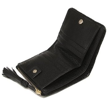 快速出貨!【TORY BURCH】BURCH】BURCH】素面皮革流蘇短夾-黑色-6