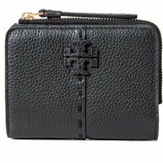 快速出貨！【TORY BURCH】BURCH】BURCH】縫線造型按釦短夾-黑色