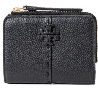 快速出貨！【TORY BURCH】BURCH】BURCH】縫線造型按釦短夾-黑色-0
