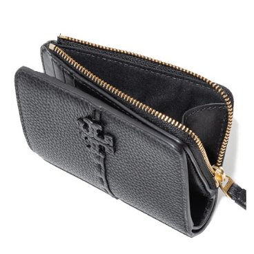 快速出貨！【TORY BURCH】BURCH】BURCH】縫線造型按釦短夾-黑色-1