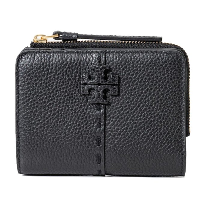 快速出貨！【TORY BURCH】BURCH】BURCH】縫線造型按釦短夾-黑色-5