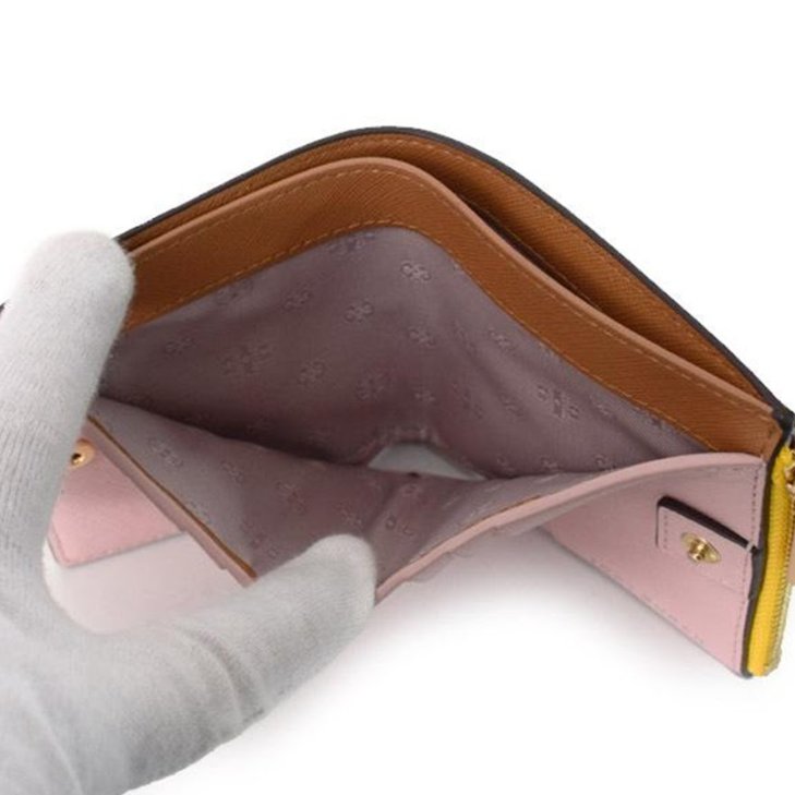 快速出貨！【TORY BURCH】BURCH】BURCH】簡約皮革素面短夾-黃色-3