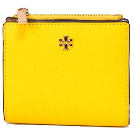 快速出貨！【TORY BURCH】BURCH】BURCH】簡約皮革素面短夾-黃色-5