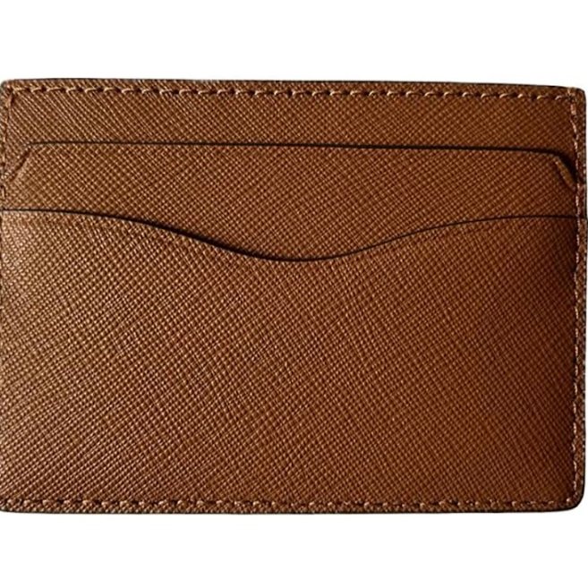 快速出貨！【TORY BURCH】BURCH】BURCH】素面皮革名片夾-焦糖色-1