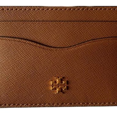 快速出貨！【TORY BURCH】BURCH】BURCH】素面皮革名片夾-焦糖色-3