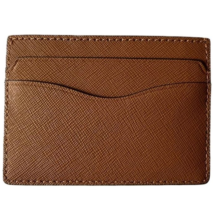 快速出貨！【TORY BURCH】BURCH】BURCH】素面皮革名片夾-焦糖色-5