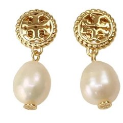 快速出貨！【TORY BURCH】BURCH】BURCH】珍珠造型雙T-LOGO耳環-玫瑰金-4