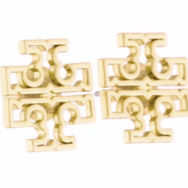 快速出貨！【TORY BURCH】BURCH】BURCH】雙T-LOGO鏤空耳環-金色-1