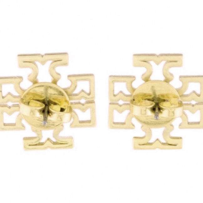 快速出貨！【TORY BURCH】BURCH】BURCH】雙T-LOGO鏤空耳環-金色-2