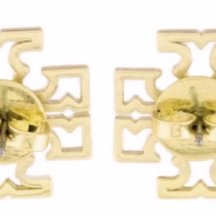 快速出貨！【TORY BURCH】BURCH】BURCH】雙T-LOGO鏤空耳環-金色-3