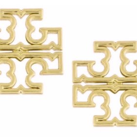快速出貨！【TORY BURCH】BURCH】BURCH】雙T-LOGO鏤空耳環-金色-5