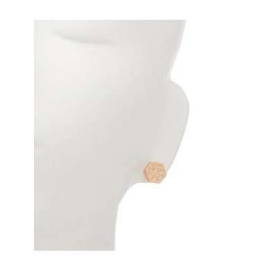 快速出貨！【TORY BURCH】BURCH】BURCH】六角形壓印雙T-LOGO造型耳環-玫瑰金-3