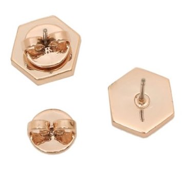 快速出貨！【TORY BURCH】BURCH】BURCH】六角形壓印雙T-LOGO造型耳環-玫瑰金-4
