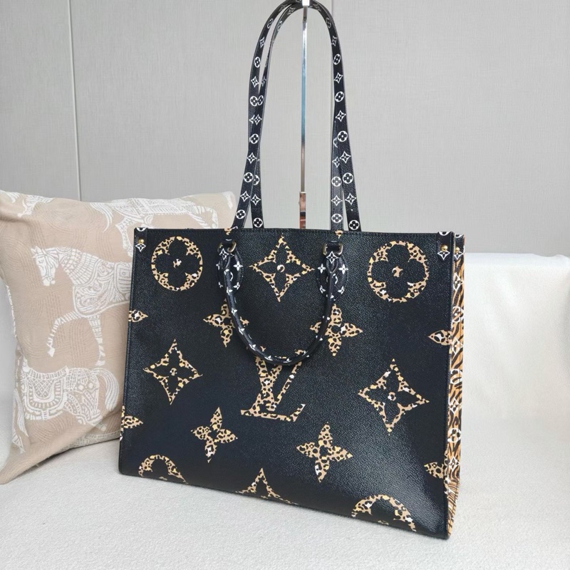 LV限量叢林系列雙拼花紋Onthego大號41*33*17 98新配件塵袋-5