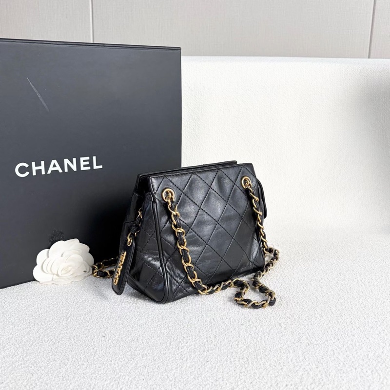 Chanel中古肩背包 黑色 金扣 牛皮98新配件塵袋 15*14*9-5