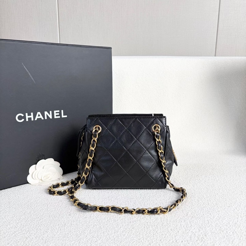 Chanel中古肩背包 黑色 金扣 牛皮98新配件塵袋 15*14*9-7