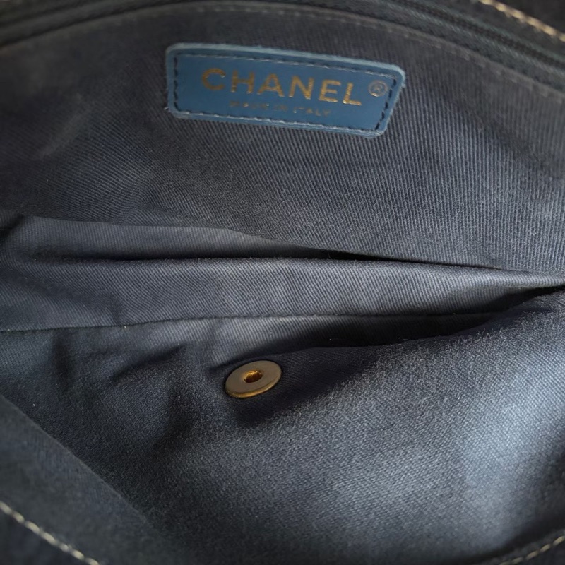 Chanel外縫線CF鏈條包 牛仔布 金扣26*16*7 98新配件塵袋保卡-2