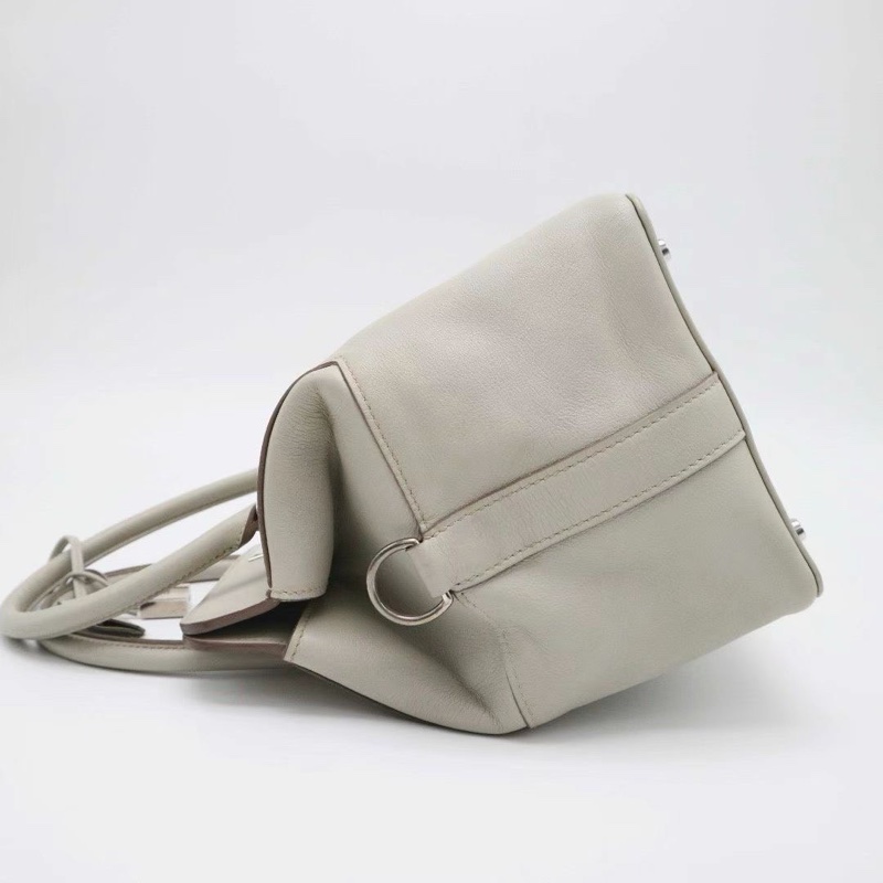 HERMES mini Toolbox 20 牛奶盒子包珍珠灰+銀扣 Evercolor小牛皮 99新配件肩帶、皮牌、鑰匙鎖-3