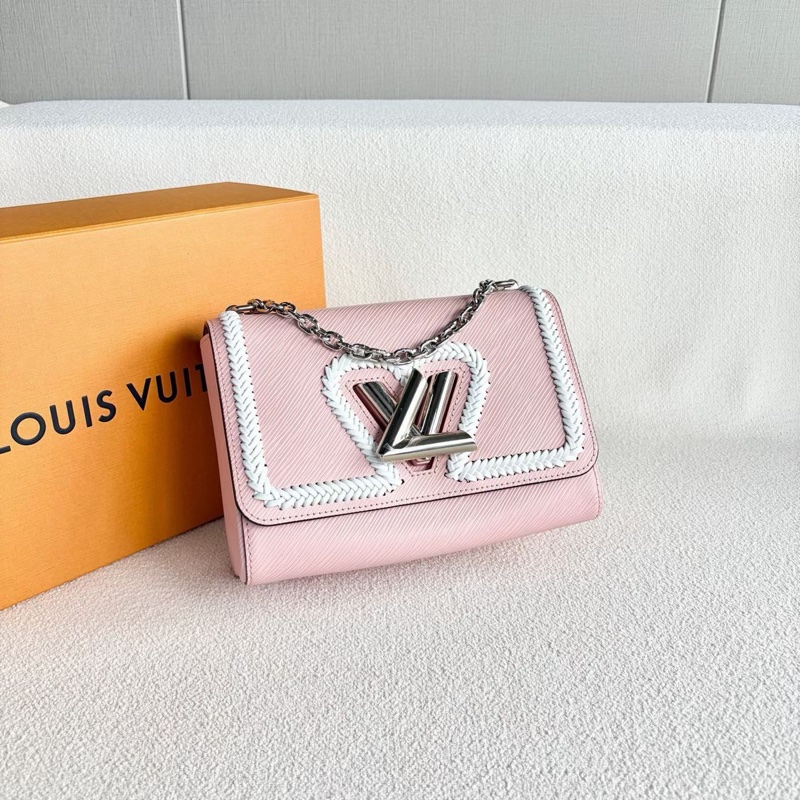 LV水波紋twist鏈條包 粉色 銀扣 23*17*10 99新配件肩帶 鏡子 塵袋 盒子-3